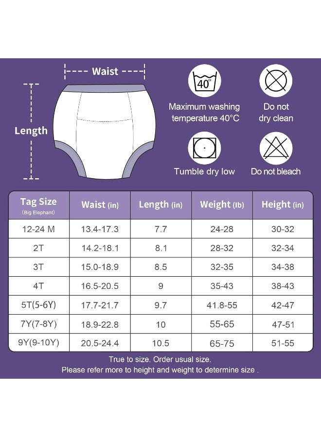 BIG ELEPHANT Girls' Toddler Potty Padded Pure Cotton Pee Training Pants Underwear, 12M-5T - Image 4