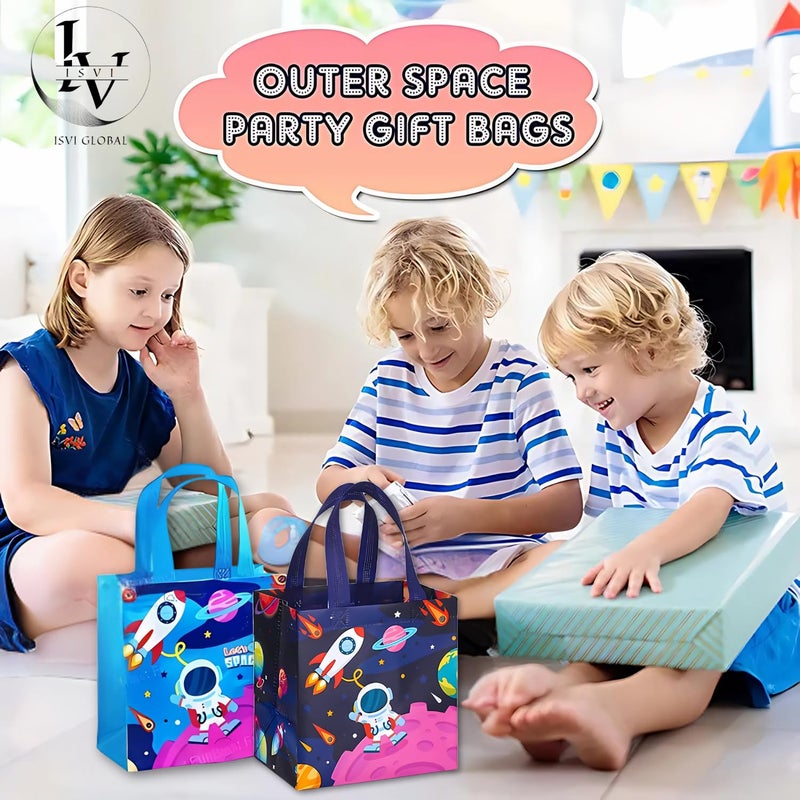 IsVi Astronaut Gifting Bags for Return Gifts (10 Pcs), Colourful Space Theme Canvas Goodie Bags, Multi-Purpose Reusable Carry Bag, Birthday Treat Bags (30cmX22cmX9cm) - Image 5