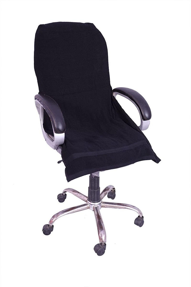 DRYHUG Cotton Office Chair Towel, 500 GSM, Black, with Tie Knot - Image 1