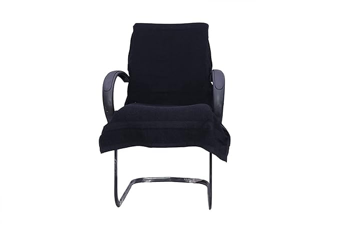 DRYHUG Cotton Office Chair Towel, 500 GSM, Black, with Tie Knot - Image 2