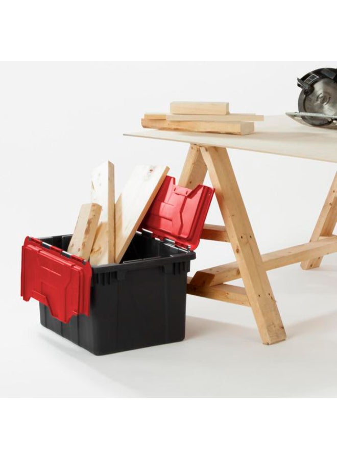 ستيريليت حاوية تخزين صناعية بغطاء مفصلي أسود وأحمر 12 جالون 4387338 - Image 4