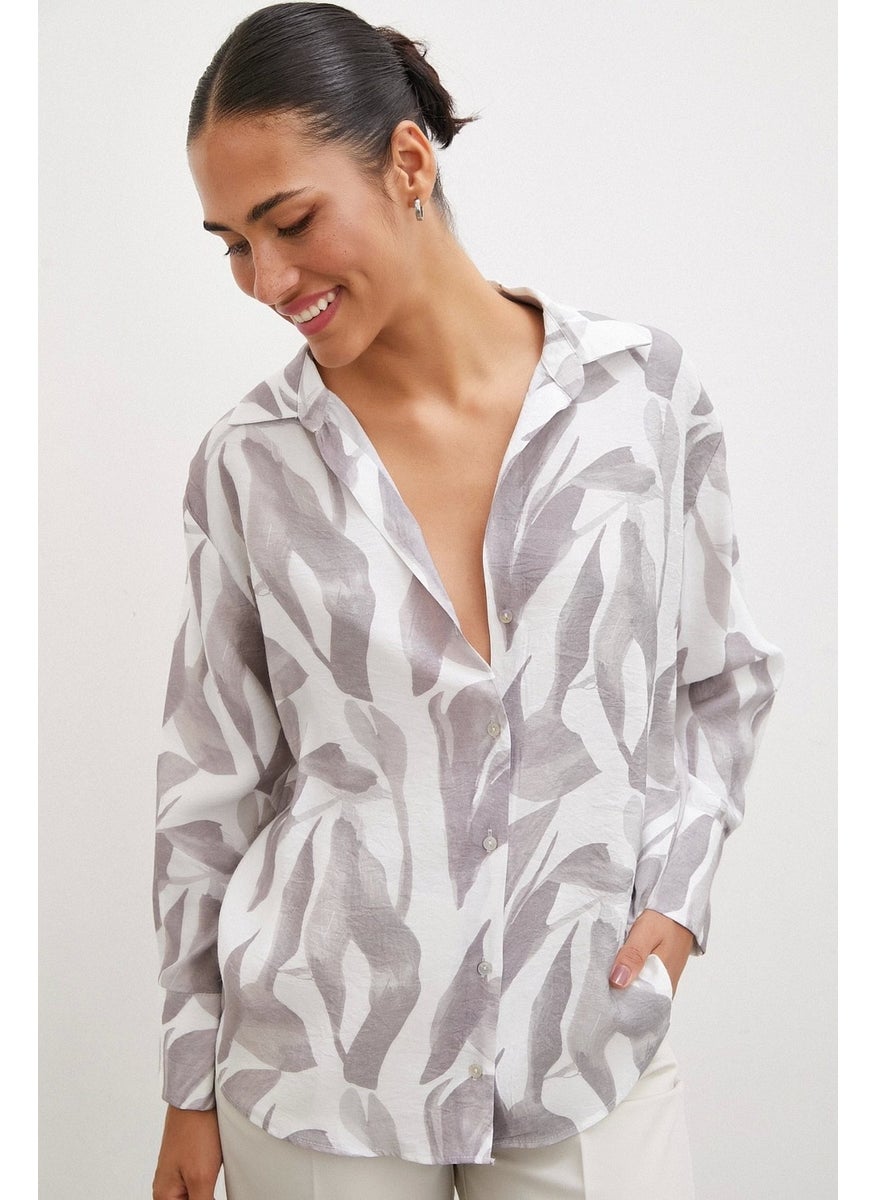 Never More Patterned Modal Shirt Mink  - Image 1