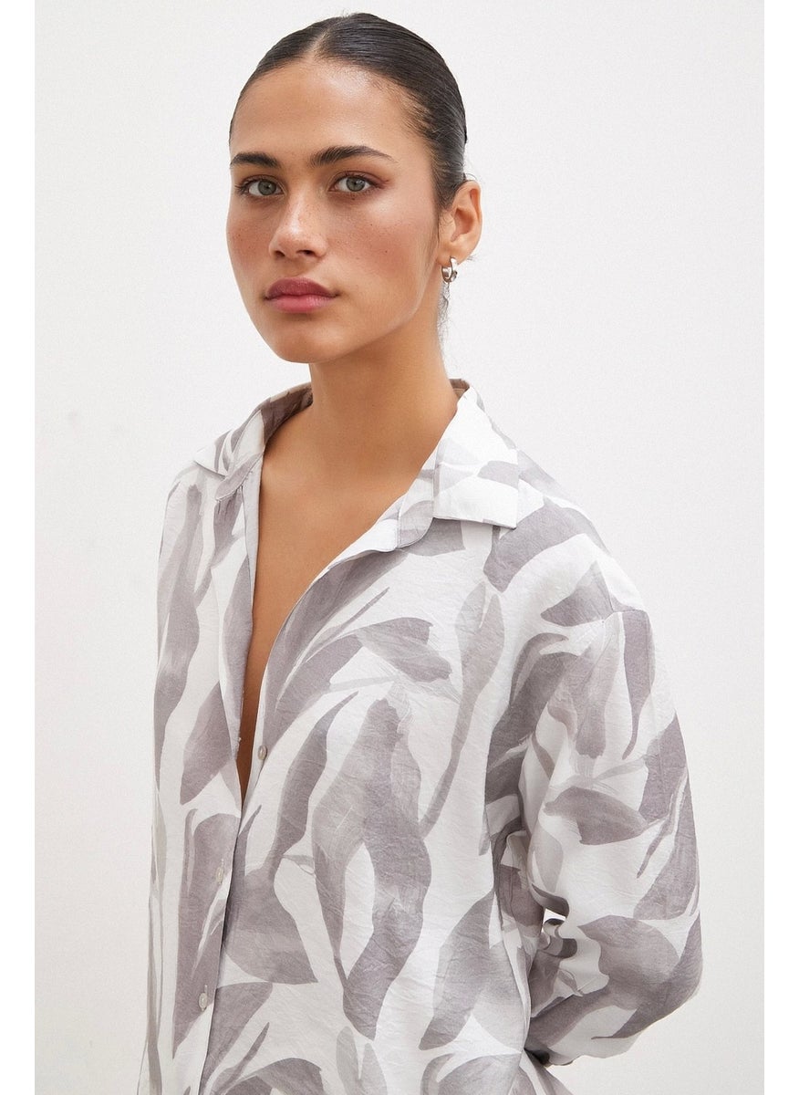 Never More Patterned Modal Shirt Mink  - Image 5