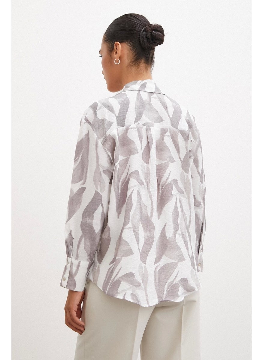 Never More Patterned Modal Shirt Mink  - Image 3