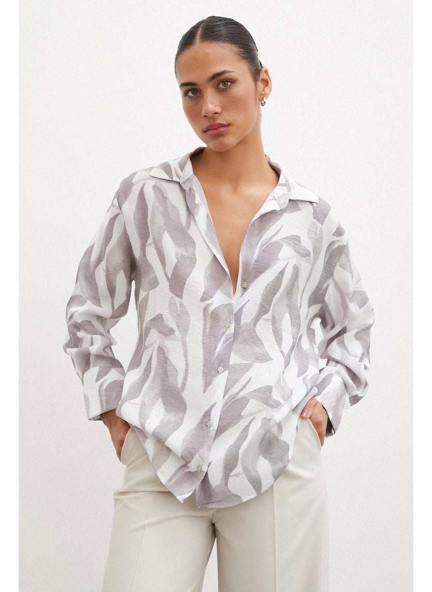 Never More Patterned Modal Shirt Mink  - Image 4