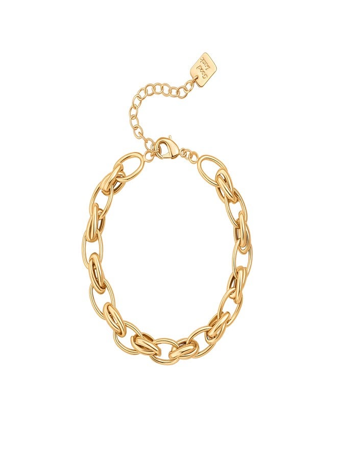 SOFYBJA Dainty 18K Gold Chunky Knotted Chain Bracelet for Women Adjustable Oval Link Bracelet Layered Jewelry - Image 1