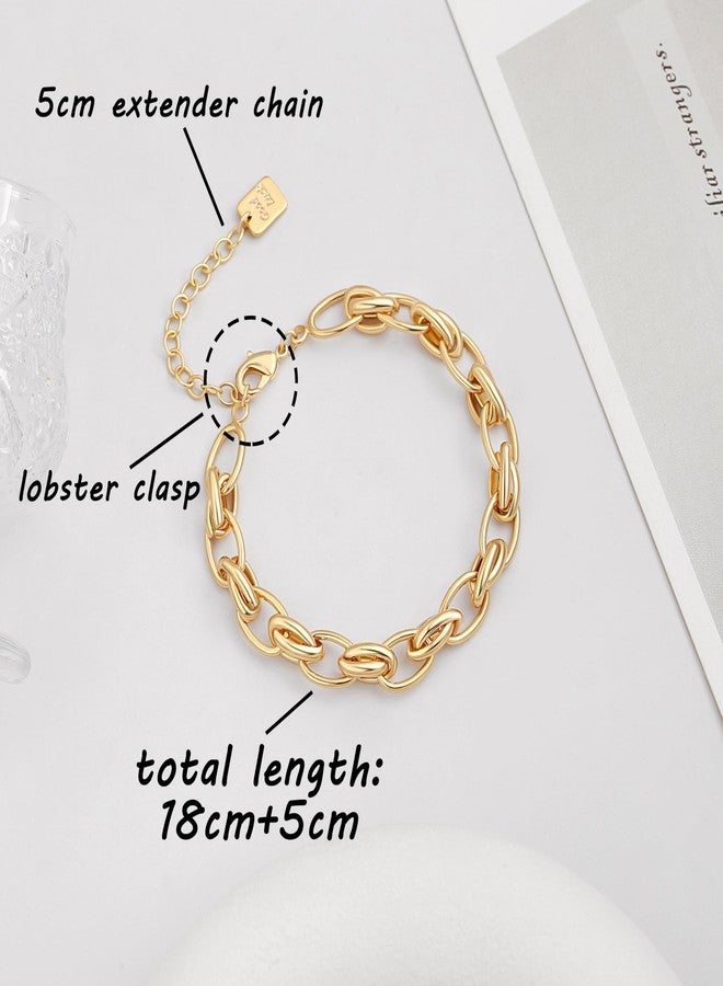 SOFYBJA Dainty 18K Gold Chunky Knotted Chain Bracelet for Women Adjustable Oval Link Bracelet Layered Jewelry - Image 4