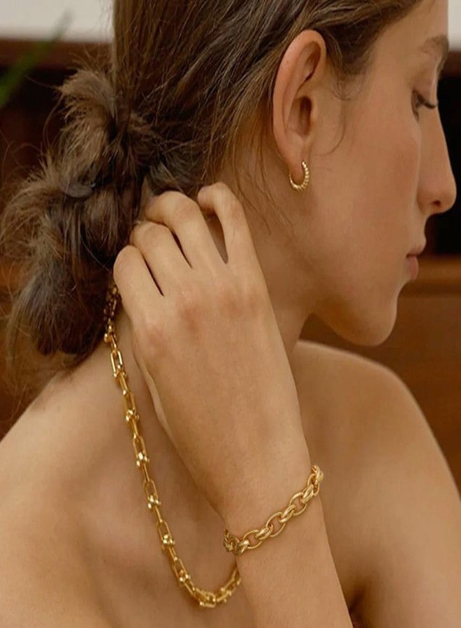 SOFYBJA Dainty 18K Gold Chunky Knotted Chain Bracelet for Women Adjustable Oval Link Bracelet Layered Jewelry - Image 3