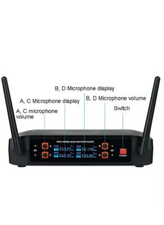 ELTRAZONE Wireless Handheld Microphone for Home Karaoke, Outdoor Audio, TV Singing, KTV, Parties, Weddings, Meetings, Church, 4-Channel VHF Metal Dynamic Mic with 200ft Range, Noise Reduction, 8-12 Hour Battery  - Image 4