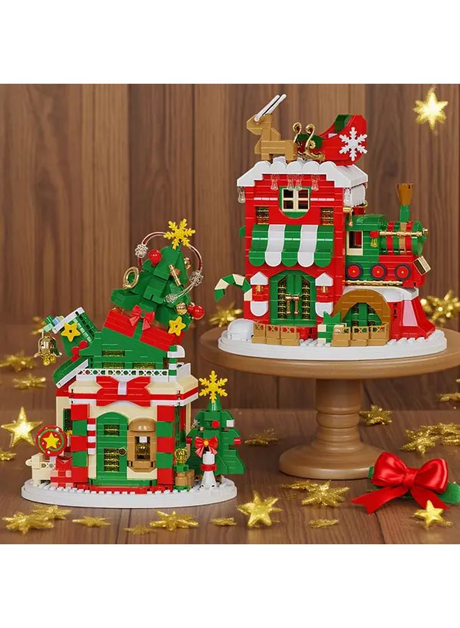 Christmas Tree Cottage Building Blocks Set 909PCS Holiday Train Cabin Construction Toy - Image 2