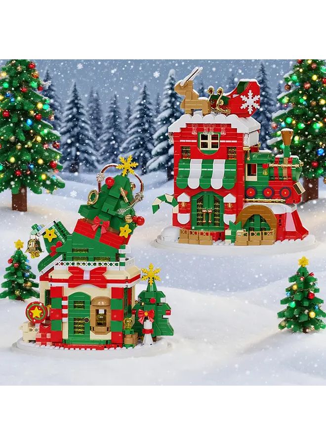 Christmas Tree Cottage Building Blocks Set 909PCS Holiday Train Cabin Construction Toy - Image 4