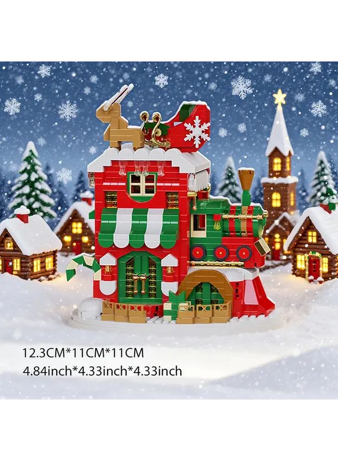 Christmas Tree Cottage Building Blocks Set 909PCS Holiday Train Cabin Construction Toy - Image 3