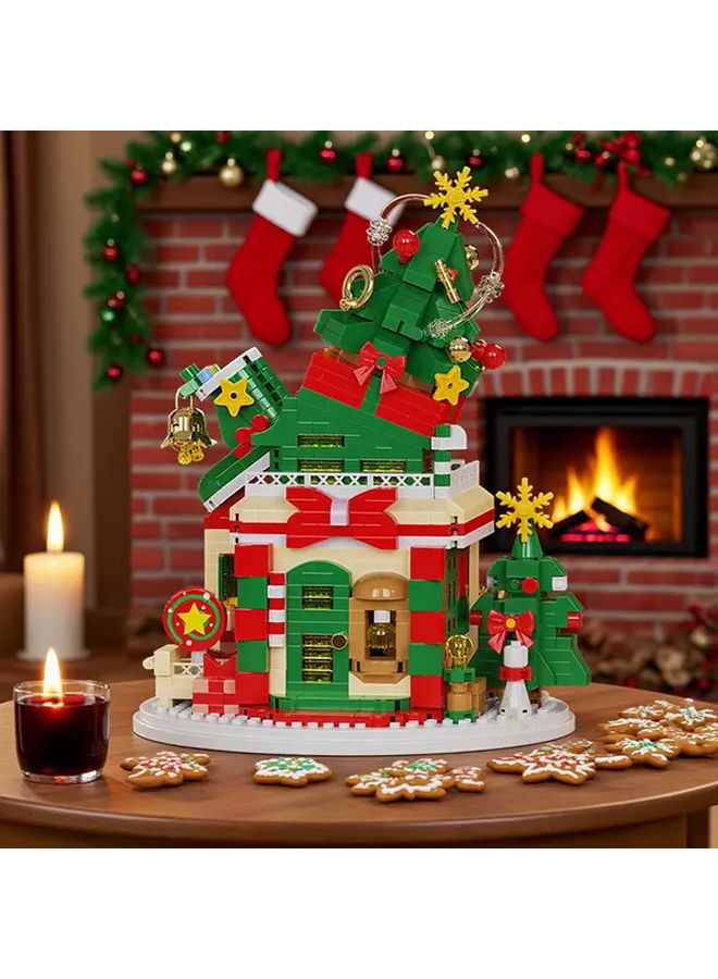 Christmas Tree Cottage Building Blocks Set 909PCS Holiday Train Cabin Construction Toy - Image 1