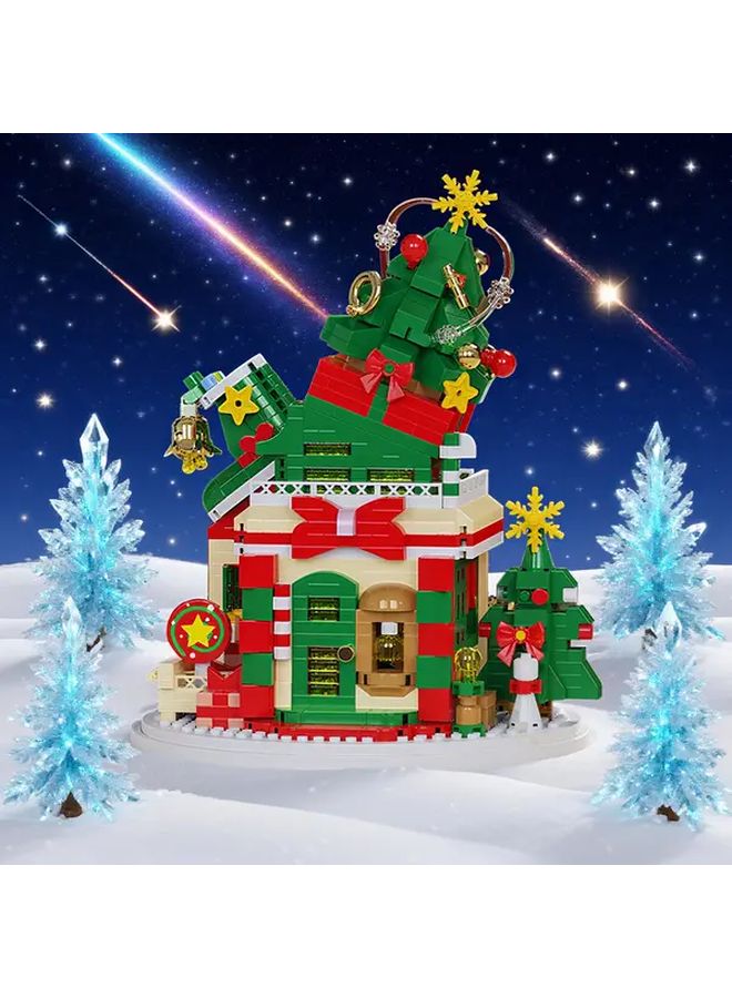 Christmas Tree Cottage Building Blocks Set 909PCS Holiday Train Cabin Construction Toy - Image 5