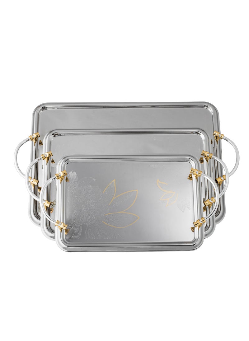 Dania 3 Piece Tray Set Silver&gold 48x34x2 cm  - Image 1