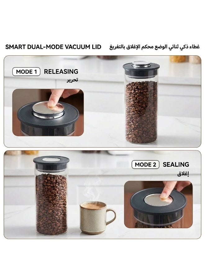 YASMINARA Glass Vacuum-Sealed Storage Canister ,1000 ML Food-Safe Storage Jar, Kitchen Food Storage Container,Perfect for Home Food Reservation ,Coffee,Beans,Tea,Sugar,Nuts,Spices,Snacks for Fresh Keeping - Image 2