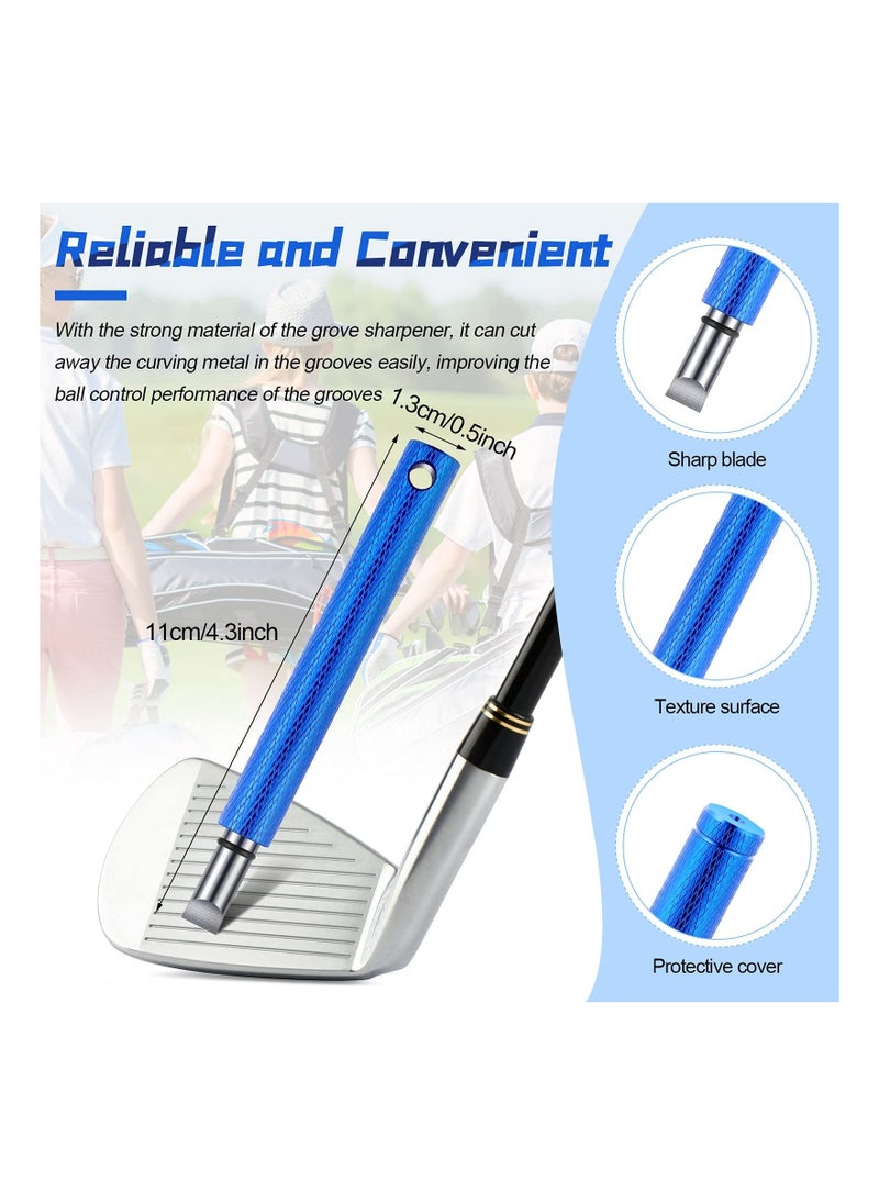 2 Pcs Golf Club Groove Sharpener, Re-Grooving Tool, and Cleaner for Wedges & Irons U V-Grooves Wedges, Red, Blue