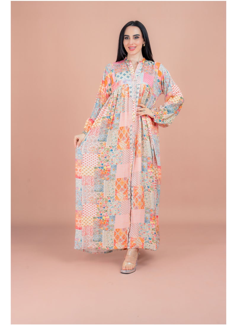 IKKXA Pattern Printed Modern Jalabiya IK055 Multi  - Image 1