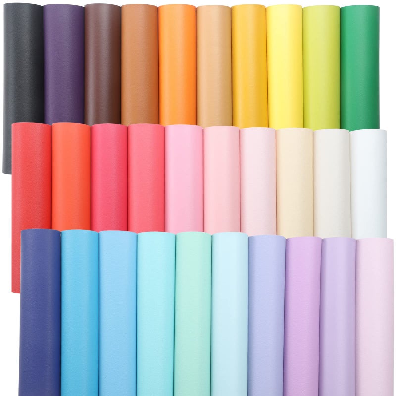CDY Smooth Faux Leather Sheets 30PcsSet 82 x 6Pastel Colors Leather Fabric Sheets Suitable for Making Bows Leather Earrings Hair Accessories DIY Projects Smooth 30Pcs