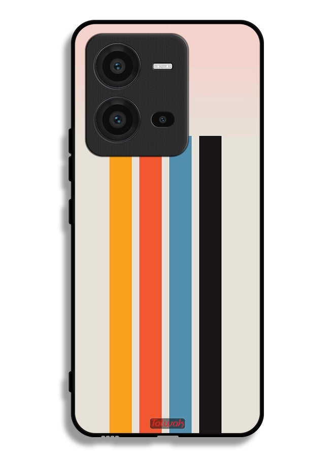 Tolwak Vivo V25 5G Protective Case Cover Straight Lines Pattern - Image 2
