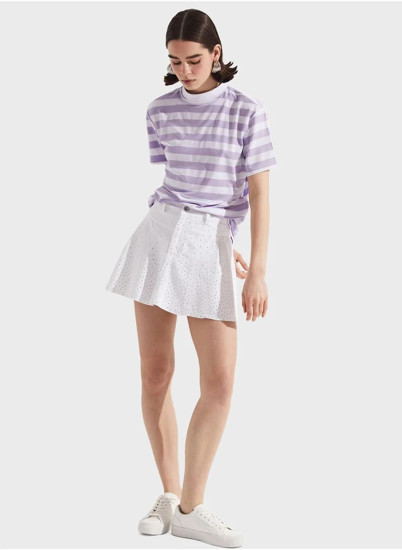 JUNE Striped Crew Neck T-Shirt