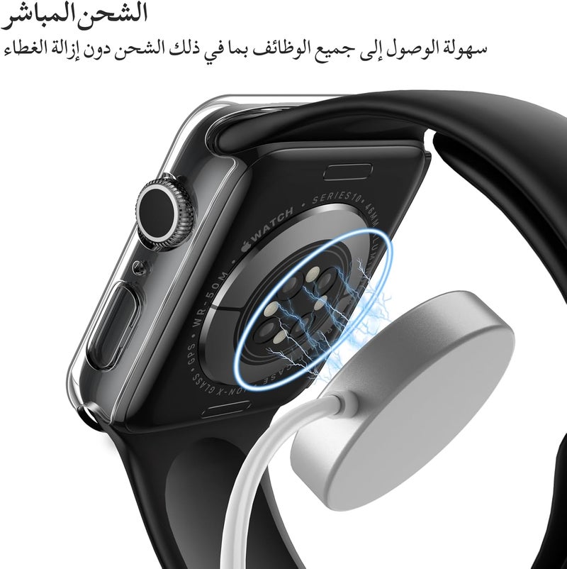Misxi [2 Pack] Hard Clear Case with Tempered Glass Screen Protector for Apple Watch, Ultra Thin Anti-Scratch Protective Cover for iWatch, Compatible with 46mm Apple Watch Series 11 (2025) Series 10 - Image 5