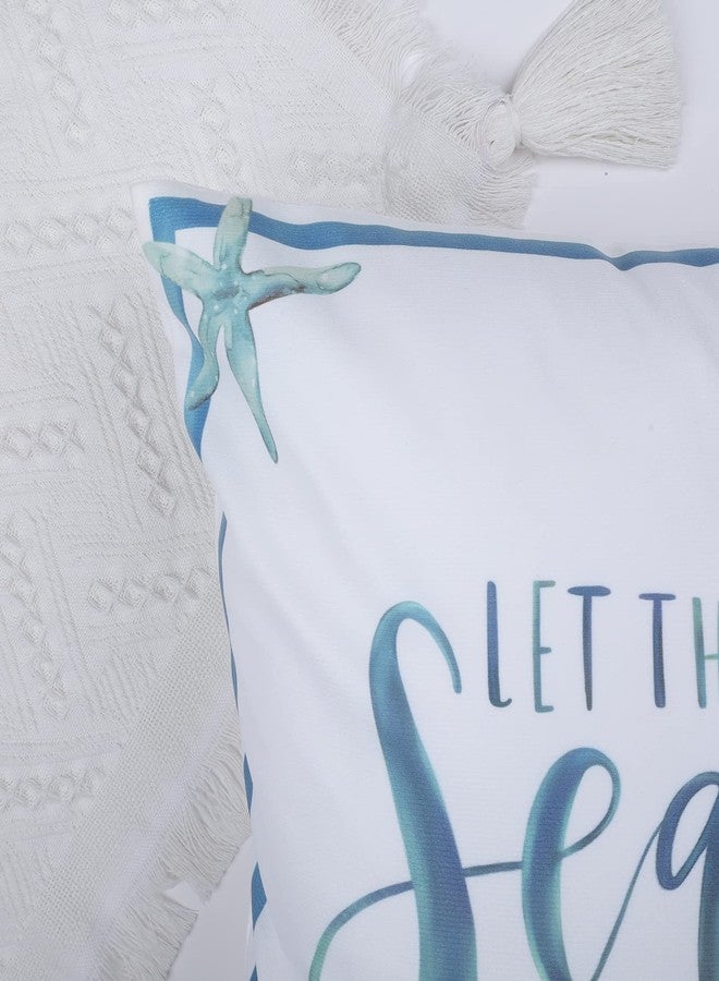 Bonhause Nautical Coastal Throw Pillow Covers 18x18 Set of 4 Ocean Themed Beach Seashell Coral Starfish Pillows Case Soft Velvet Cushion Covers for Outdoor Sofa Home Decor - Image 4
