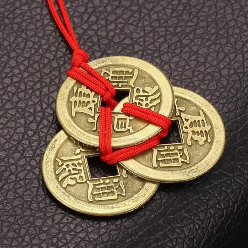 Feng Shui Fortune Coins Pendant 10 Sets Red String Chinese Ornament for Wealth Success Home Decoration - Image 5