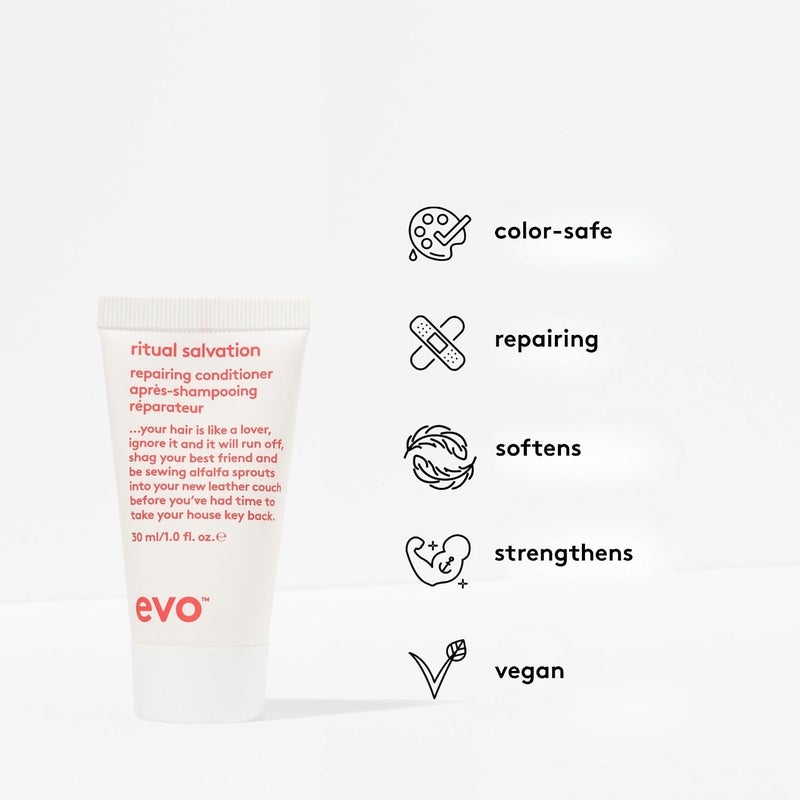 EVO Ritual Salvation Repairing Conditioner for Damaged ColorTreated Hair  ProteinRich Formula Repairs Moisturizes & Reduces Breakage  1 fl oz Travel Size - Image 3