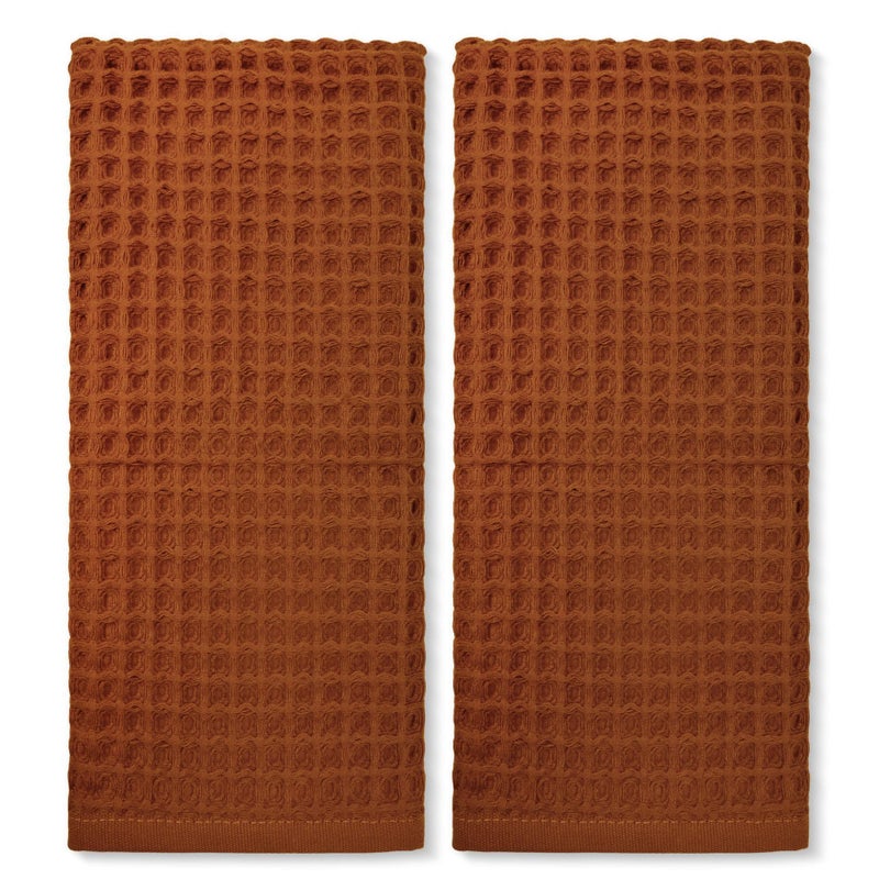 Jacquotha Waffle Hand Towels for Bathroom Kitchen Decor 2-Piece (Rust) â€“ Cotton Quick Dry, Super Soft, Absorbent Kitchen Towels, 13x29â€ - Image 1