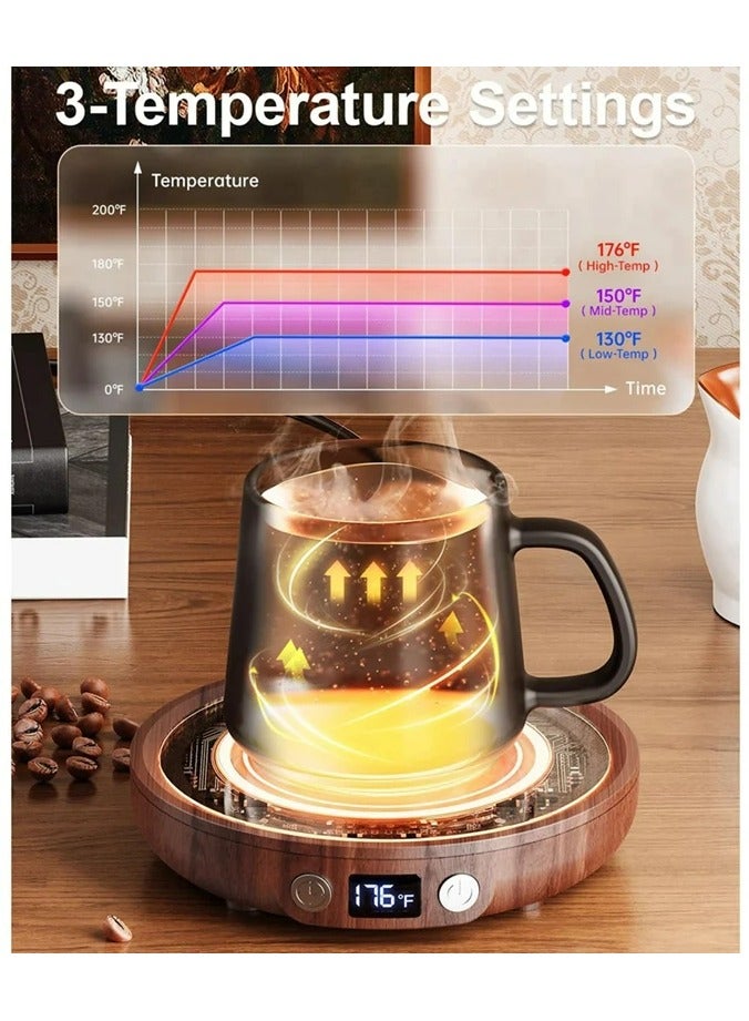 Dominy Coffee Cup Heater, Smart Cup Warmers with Thri-color Light, Thermostatic Mug Warmer for Desk, 3 Heat Settings,4H Auto Shut Off,Efficient Heats Up Quickly Coffee Cup Warmer for Home and Office  - Image 2