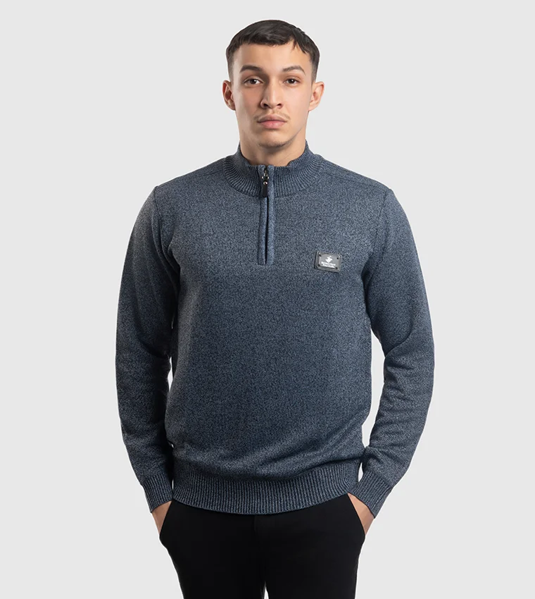 BEVERLY HILLS POLO CLUB Half Zippered Long Sleeves Sweater