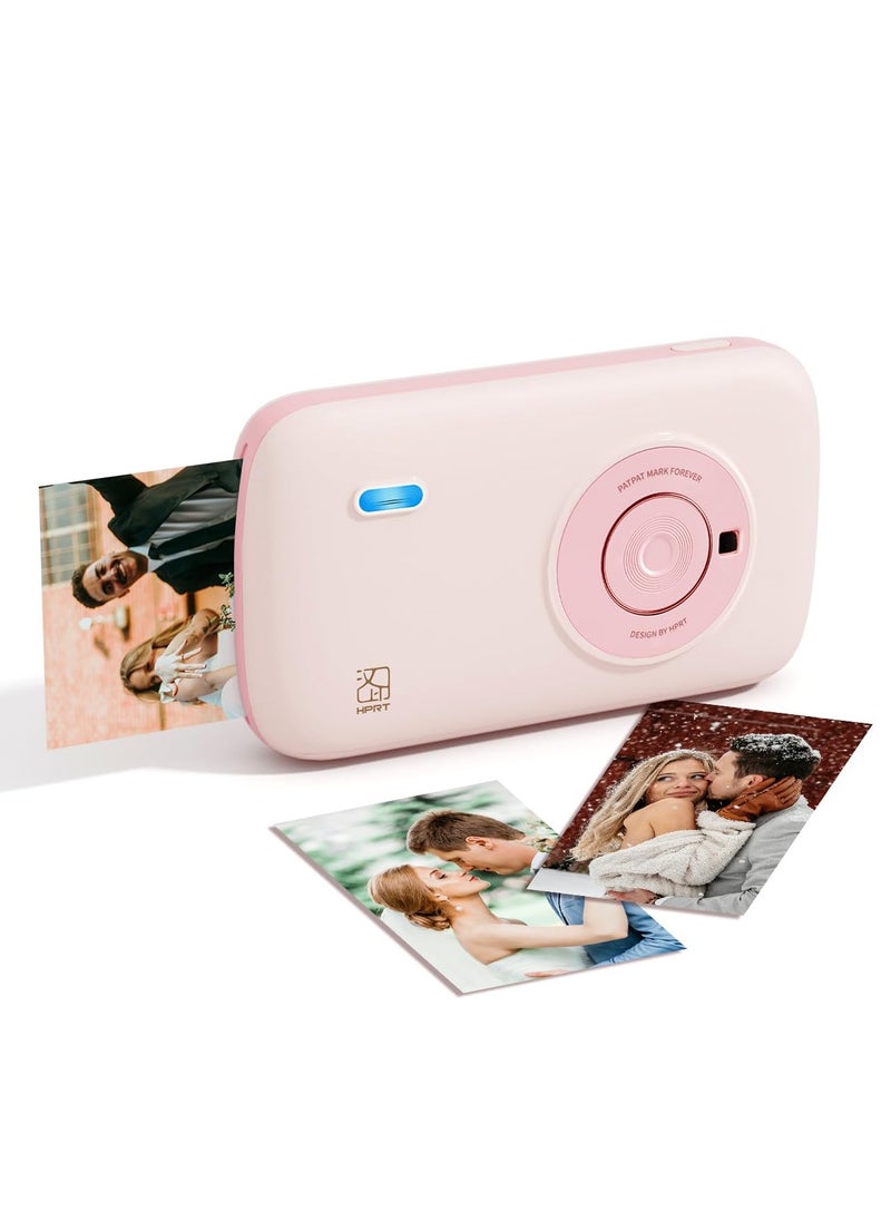 Smart Rahah HPRT CP2100 Portable Photo Printer,  High Resolution, Wireless Bluetooth & Auto-Lamination, Bluetooth Photo Printer, Scrapbook Instant prints3-Inch Prints for Travel, Pink  - Image 1