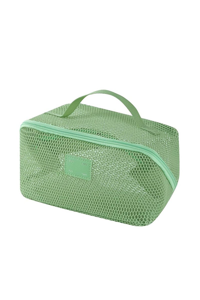 Magic Park Travel Cosmetic Bag Mesh Clear Makeup Bag Women Portable Travel Toiletry Bags Makeup Organizer Bag with Handle Makeup Organizer for Travel (Green) - Image 1