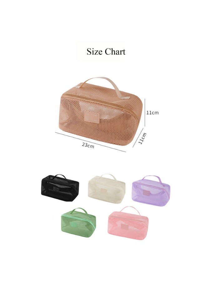 Magic Park Travel Cosmetic Bag Mesh Clear Makeup Bag Women Portable Travel Toiletry Bags Makeup Organizer Bag with Handle Makeup Organizer for Travel (Green) - Image 2