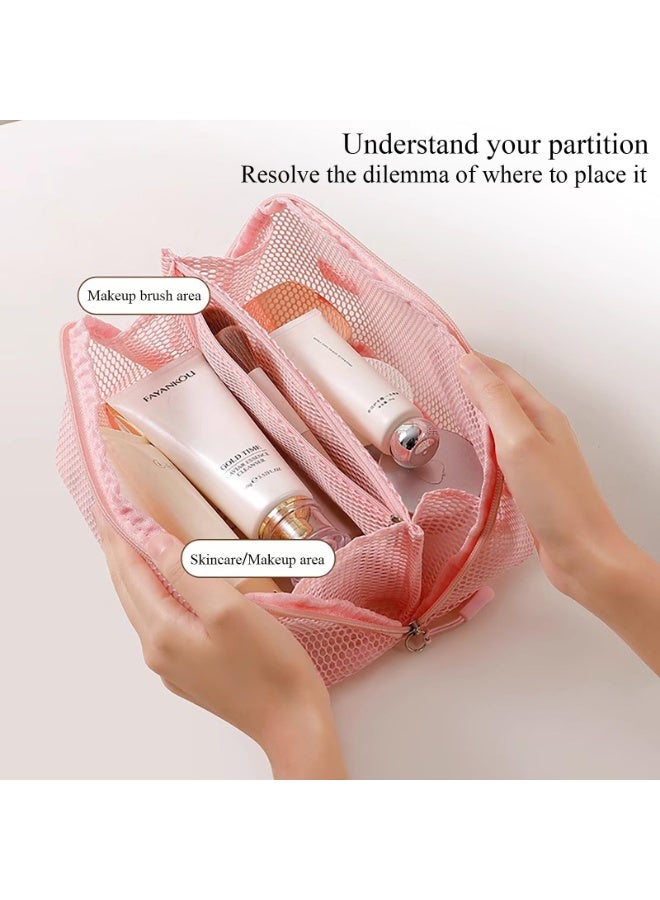 Magic Park Travel Cosmetic Bag Mesh Clear Makeup Bag Women Portable Travel Toiletry Bags Makeup Organizer Bag with Handle Makeup Organizer for Travel (Green) - Image 3