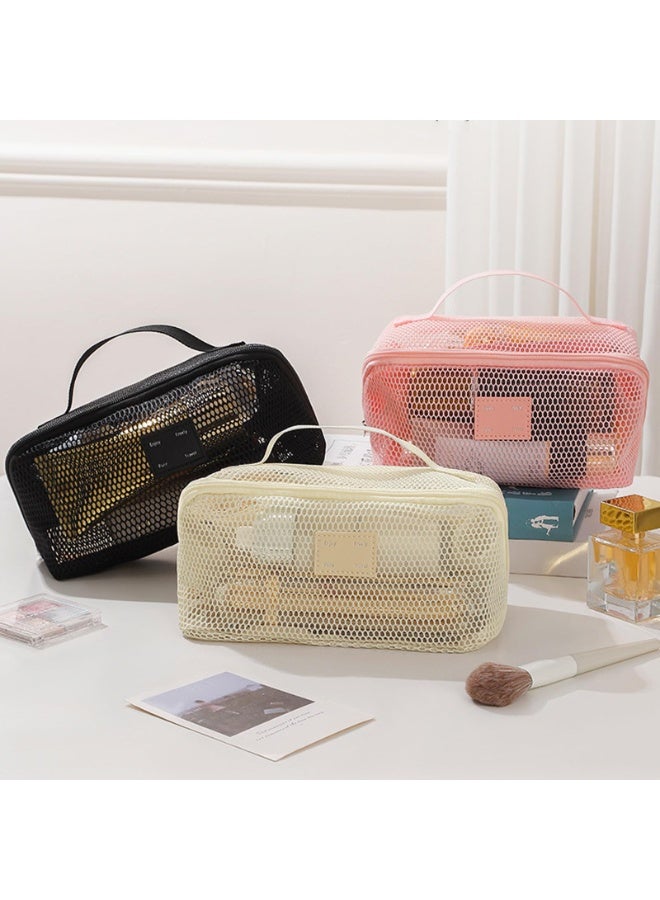 Magic Park Travel Cosmetic Bag Mesh Clear Makeup Bag Women Portable Travel Toiletry Bags Makeup Organizer Bag with Handle Makeup Organizer for Travel (Green) - Image 4