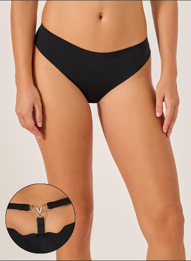 Styli Styli Solid Back Cut Out Detail Thong with Metal Trim - Image 1