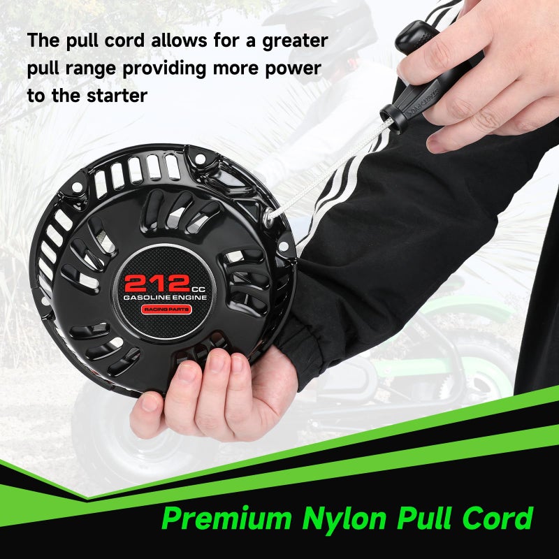 XIKOBY Pull Start Recoil Starter Assembly Compatible with Predator 212cc 196cc 6.5HP Engine Coleman CT200U CT200U-EX BT200X B200R Mini Bike KT196 Go Kart Generator Lawn Mower Parts with Pull Cord - Image 5