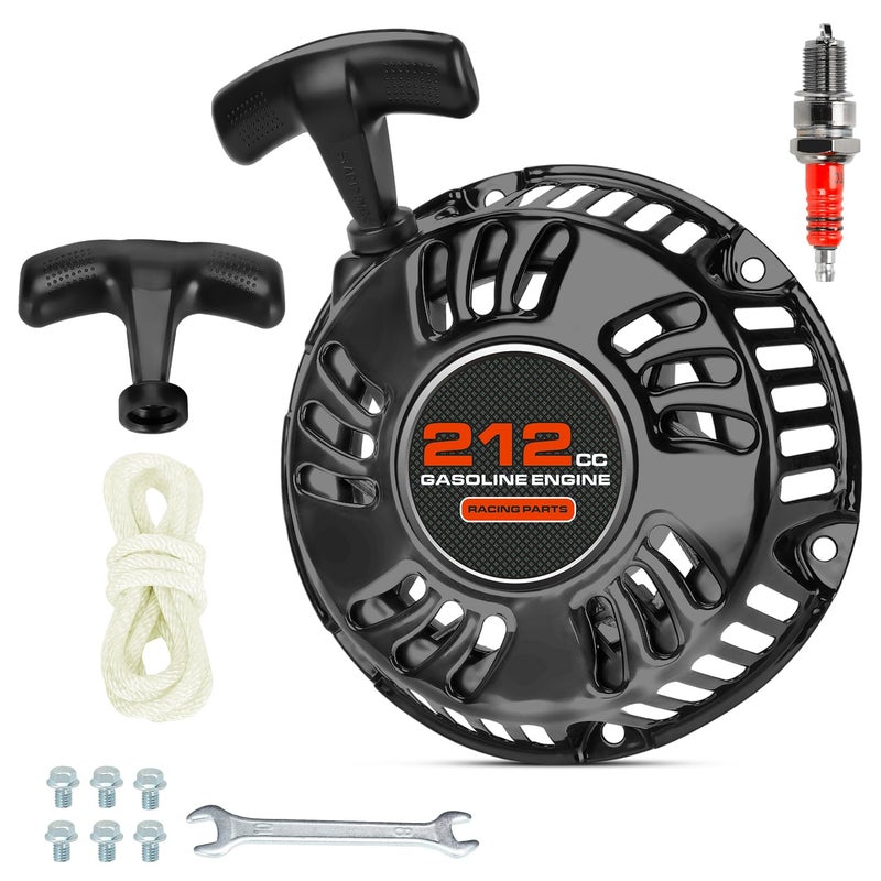 XIKOBY Pull Start Recoil Starter Assembly Compatible with Predator 212cc 196cc 6.5HP Engine Coleman CT200U CT200U-EX BT200X B200R Mini Bike KT196 Go Kart Generator Lawn Mower Parts with Pull Cord - Image 1