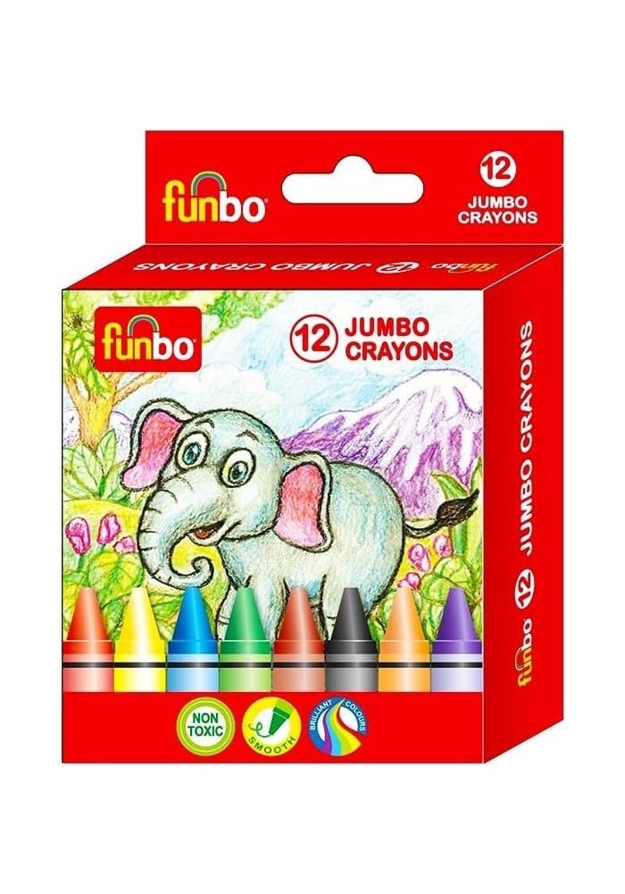 Funbo Jumbo Crayons Color Set - 12 Pieces