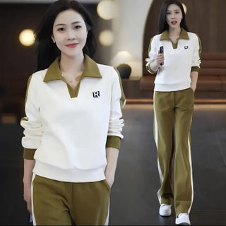 Casual Sports suit Women 2024 Spring and Autumn New Slimming Western Style Simple Lapel Sweatshirt Two-piece Set mustard green - pzsku/ZE404A7F9A54448AB162AZ/45/1746193221/c80dbfe4-12af-4628-aab2-5663e3aa8414