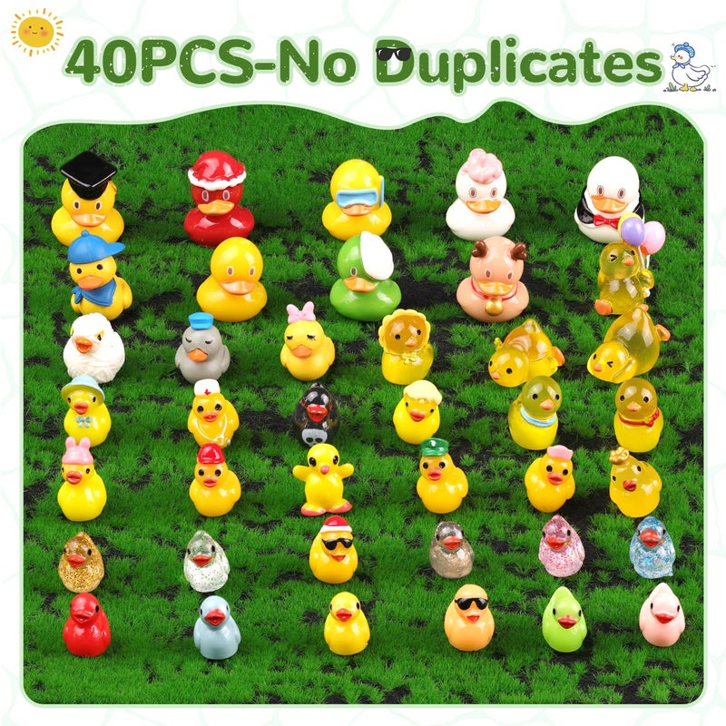TINKRSTUFF 40PCS Mini Resin Animals Assorted Styles Cute Tiny Ducks,Miniature Duck Figures to Hide,Little Animal Bulk for Topper Desk Garden Dollhouse Landscape Aquarium Ornaments DIY Crafts & Decor - Image 2