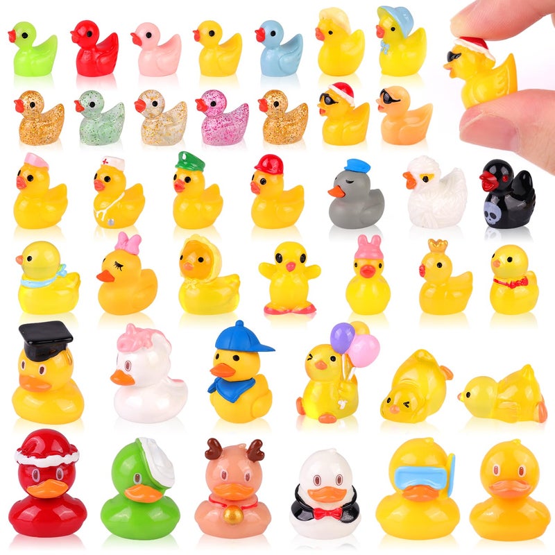 TINKRSTUFF 40PCS Mini Resin Animals Assorted Styles Cute Tiny Ducks,Miniature Duck Figures to Hide,Little Animal Bulk for Topper Desk Garden Dollhouse Landscape Aquarium Ornaments DIY Crafts & Decor - Image 1