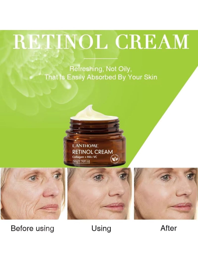 Lanthome 50g Retinol Cream for Face Retinol Face and Body Cream Reduce File Lines and Wrinkles with Collagen Hyaluronic Acid Vitamin C and 2.5% Retinol  Anti Aging Tighten and Smooth Skin Retinol Cream - Image 4
