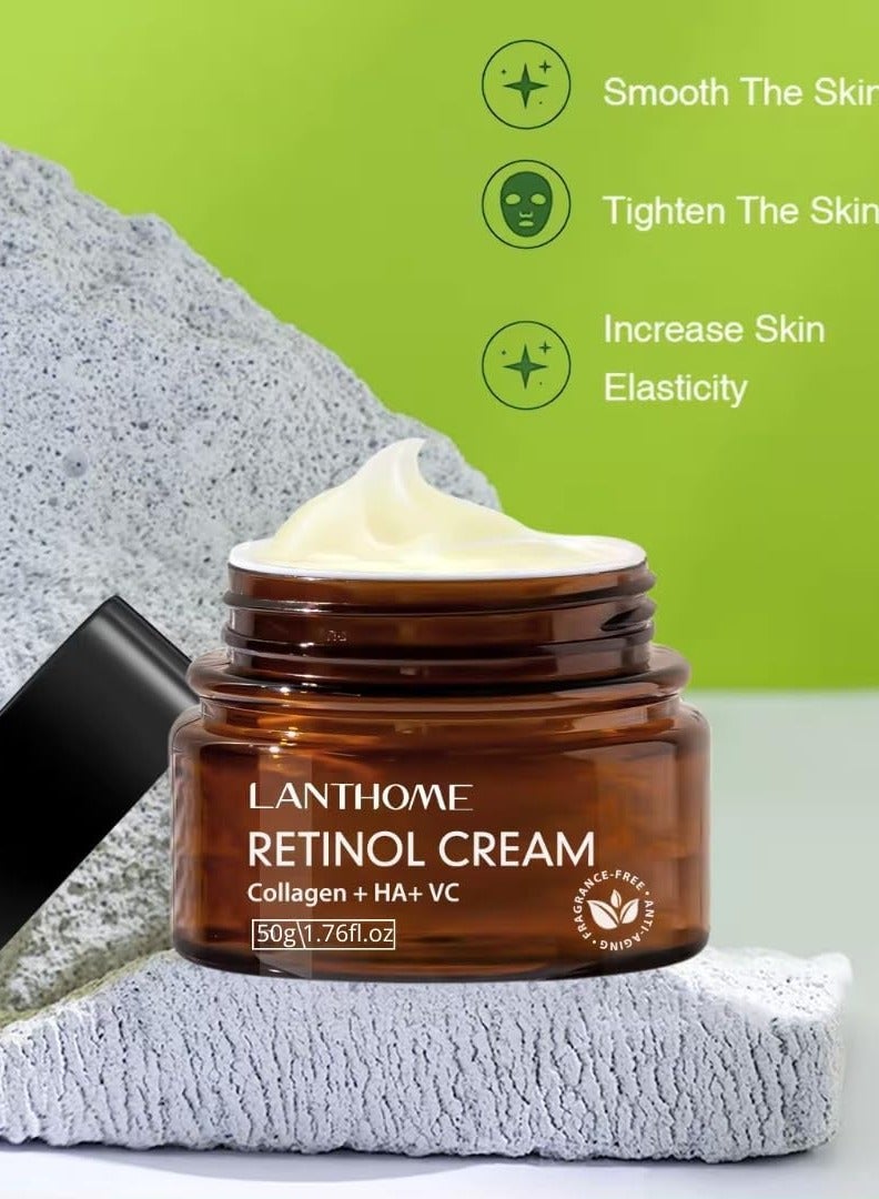 Lanthome 50g Retinol Cream for Face Retinol Face and Body Cream Reduce File Lines and Wrinkles with Collagen Hyaluronic Acid Vitamin C and 2.5% Retinol  Anti Aging Tighten and Smooth Skin Retinol Cream - Image 5
