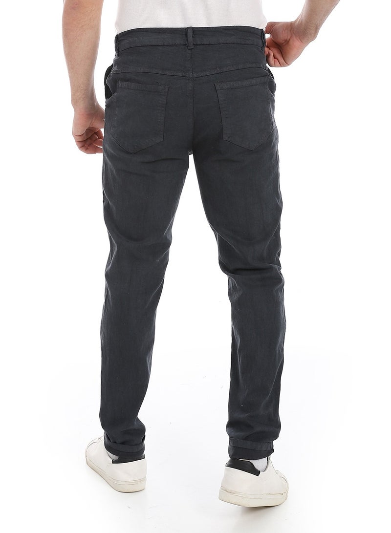 Andora Plain Gabardine Fit Trousers _ Charocal Grey - Image 3