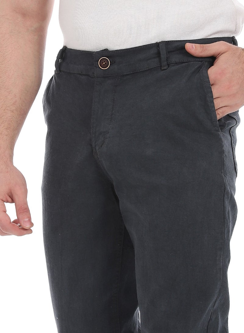 Andora Plain Gabardine Fit Trousers _ Charocal Grey - Image 4