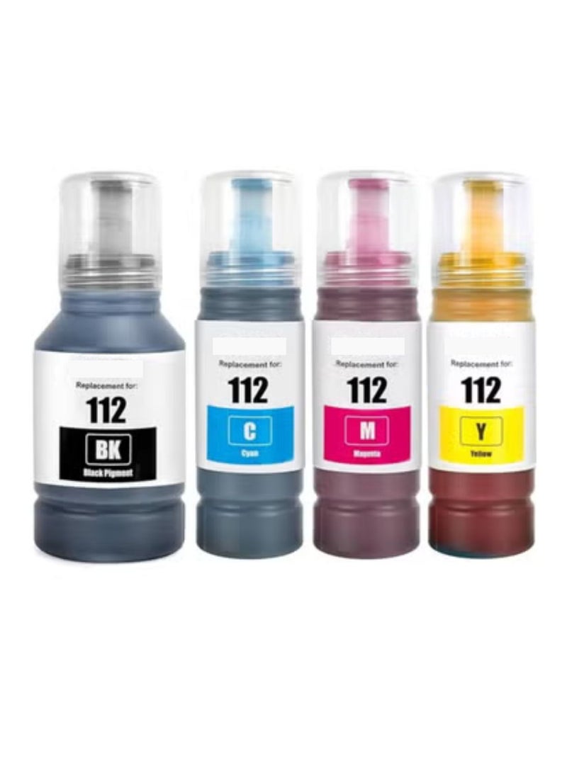 Terabyte 112 Ink Compatible with 112 C13T06C14A C13T06C24A C13T06C34A C13T06C44A Ink Container Refill Ink Multipack for L6490 L6550 L6570 L6580 L1116 0 L15 0150 L15160 L15180(4-Pack) - Image 1