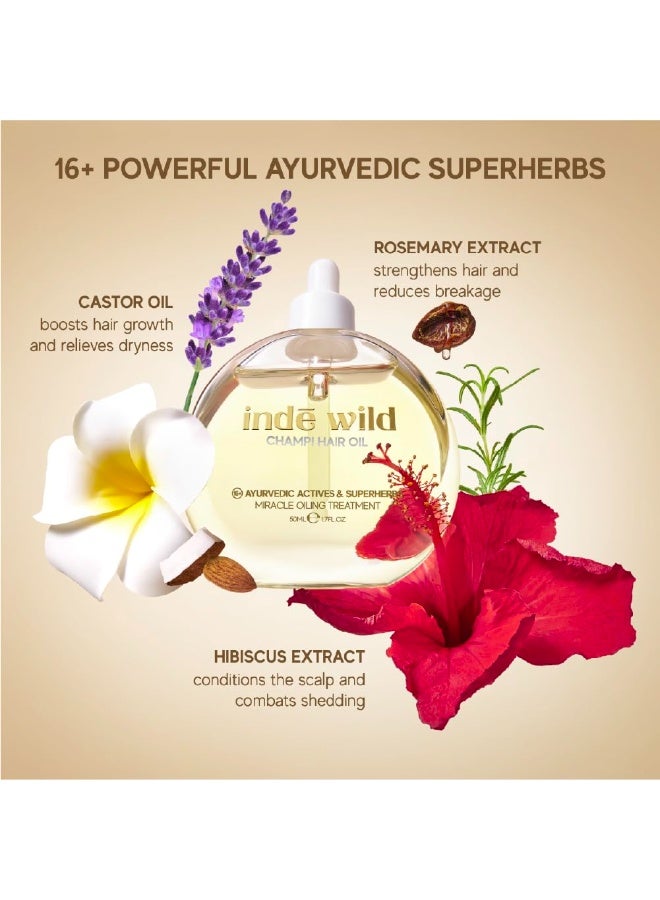 indē wild Champi Hair Oil With Rosemary Oil, Brahmi, Amla, Bhringraj | Ayurvedic, Hair Growth, Controls Dandruff, Hairfall | Soothing Fragrance - Image 3